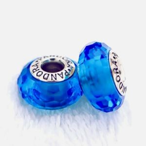 Pandora pair of fascinating blue Muranos.